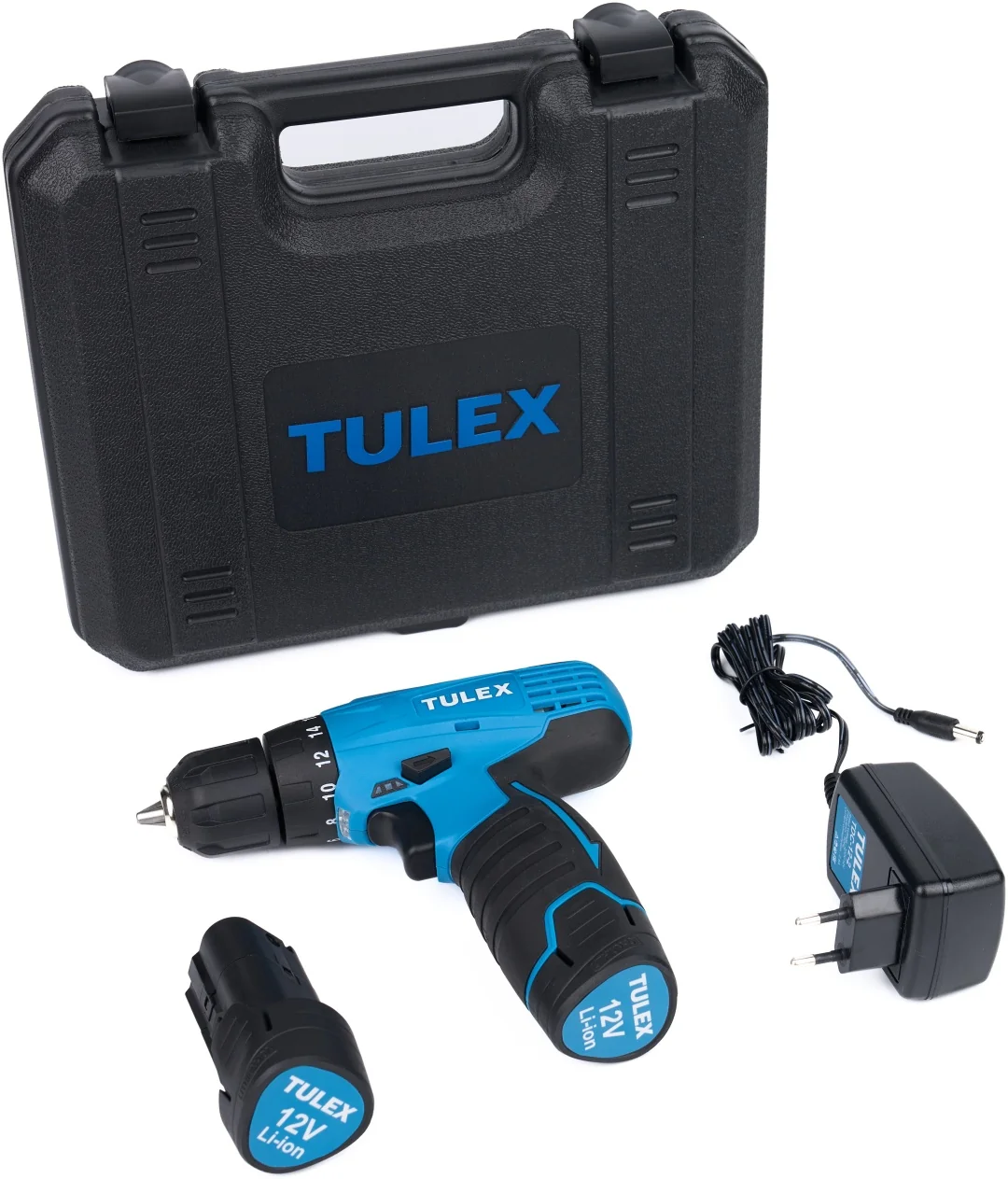 Дрель-шуруповерт TULEX TDL-12-2,2-х скор.,Li-Ion,рев.,20+1,БЗУ,10мм,0-350и0-1100об/мин,2А/ч,12В,кейс