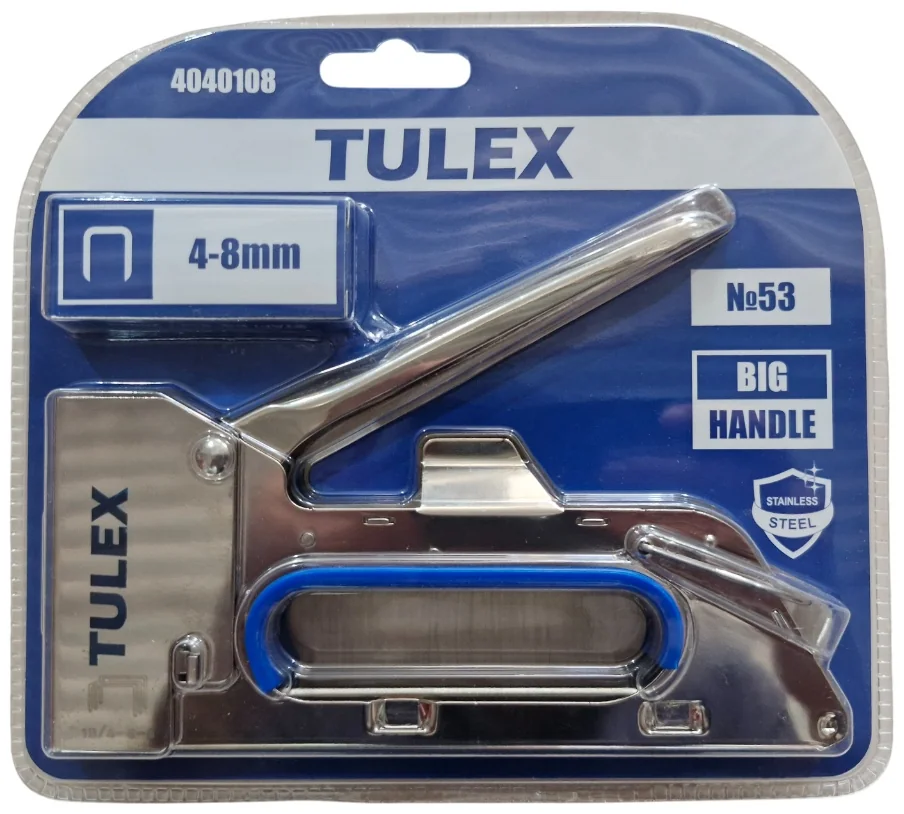 Пистолет TULEX 4040108 скобозабивной металлический, тип 53, 4-8мм