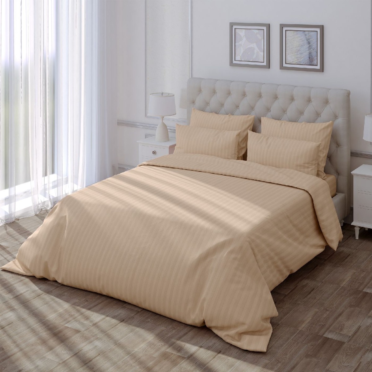 Комплект постельного белья Verossa Stripe Bronze семейный нав 50х70х2шт 70х70х2шт 747406