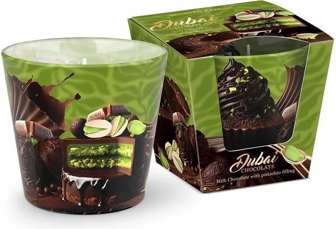 Аромасвеча BARTEK в стакане Дубайский шоколад 115 гр (Dubai Chocolate)