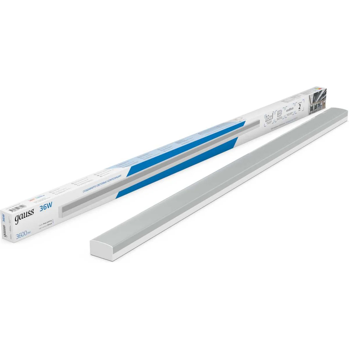 Св-к Gauss LED матовый IP40 1190x60x36мм 36W 3600Лм 6500K Shop Lighting белый 883525336
