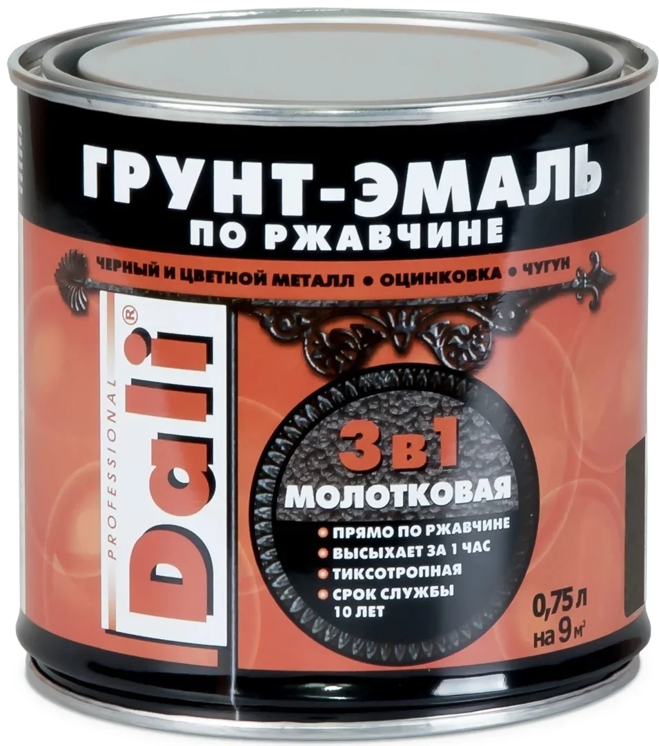 Молотковая ГРУНТ - ЭМАЛЬ по ржавчине "DALI" 0,75 л -бронзовый