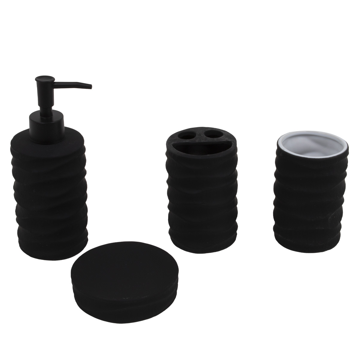 Набор для ванной комнаты Bathlux Black Wave (дозатор, 2 стакана, мыльница) 73155