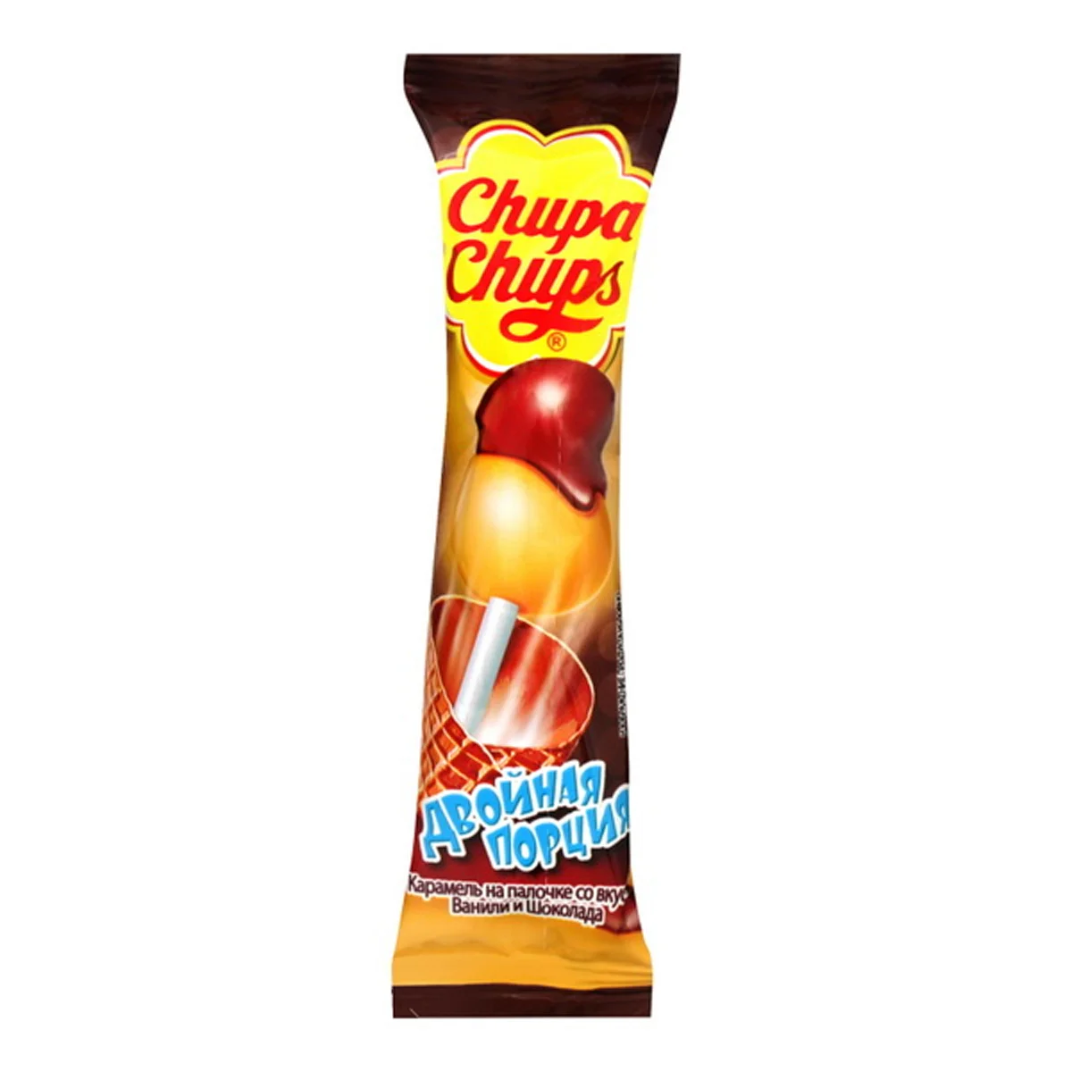 Chupa Chups Карамель на палочке Двойная порция Ваниль и шоколад 16,8г