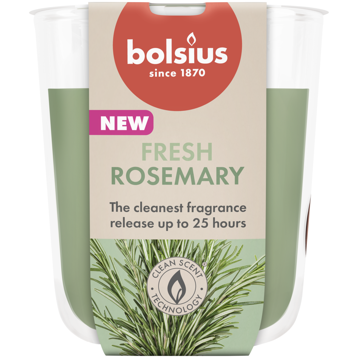 Аромасвеча в стакане Bolsius True Scents 8x7,3 см Rosemary