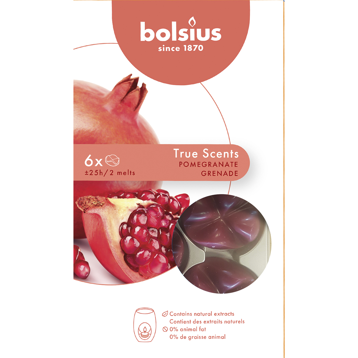 Парафин ароматический Bolsius 6 шт Гранат