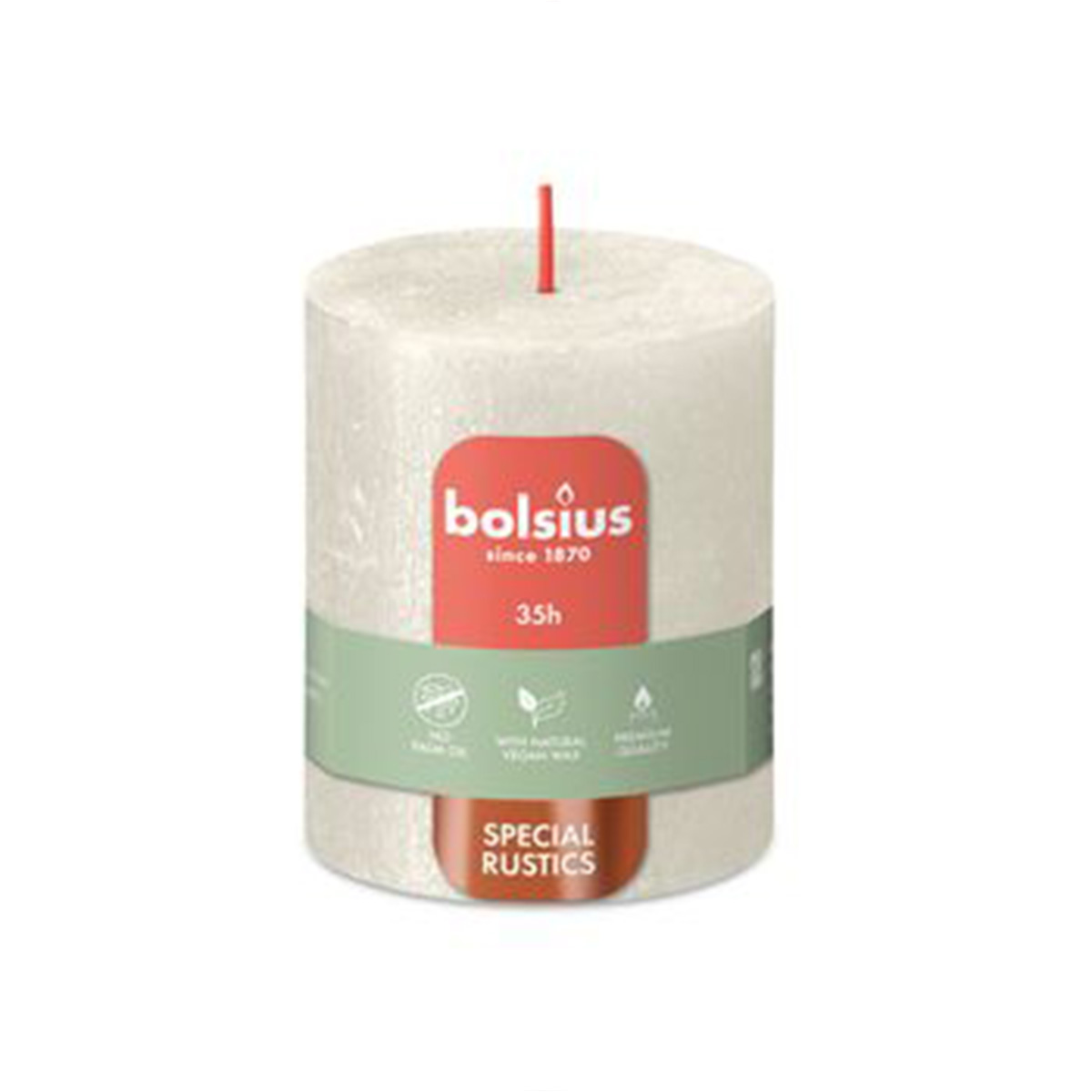 Свеча столбик Bolsius 80х68 мм Metallic Ivory