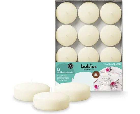 Набор плавающих свечей Bolsius Maxi 12 шт Ivory
