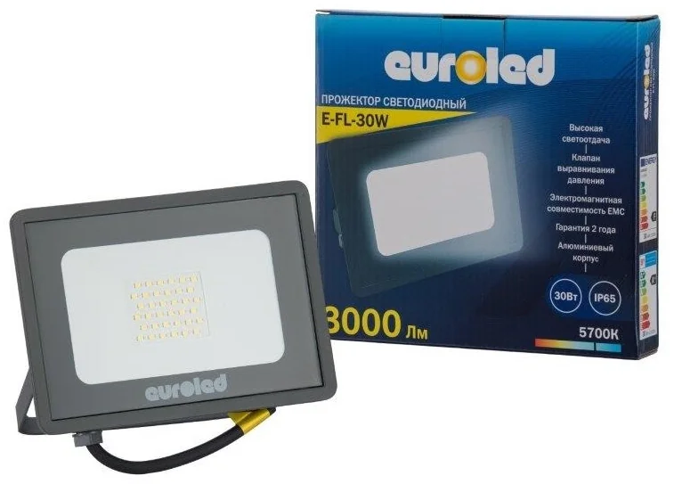 Прожектор светодиодный Euroled 30W 5700K IP65