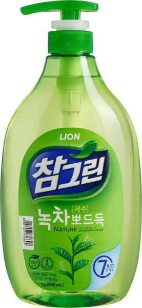 Cредство для мытья посуды CJ LION Chamgreen Зеленый чай 1000гр с дозатором