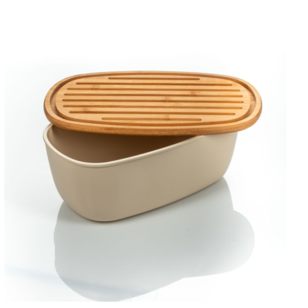 Хлебница DH 37х22,5х14 см пластик с бамбуковой крышкой DH3146-WHEAT YELLOW