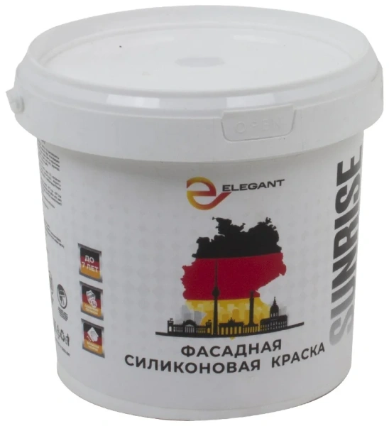 Краска Elegant акриловая Sunrise фасадная силиконовая для наружных и внутренних работ 2 л