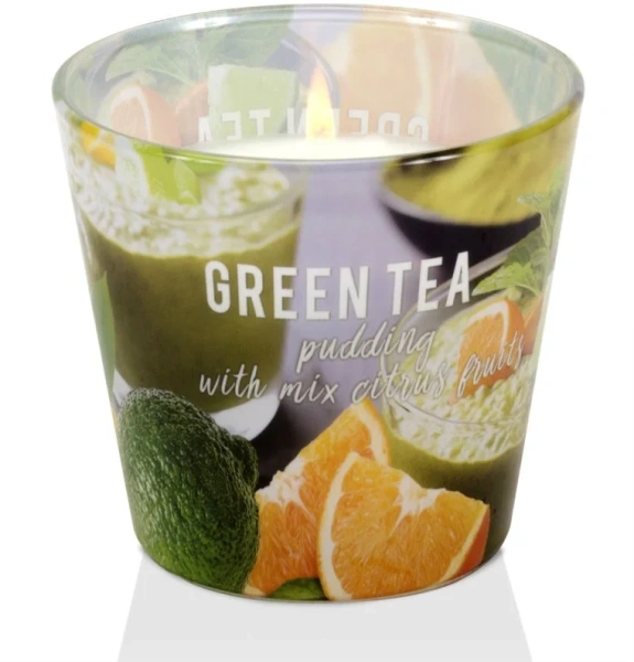 Аромасвеча BARTEK в стакане Зеленый чай пудинг 115 гр. (GREEN TEA PUDDING )
