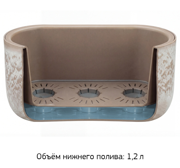 Кашпо МИКРИТ овальное 385x180мм 6л со вставкой, бежевый слайн М 3274