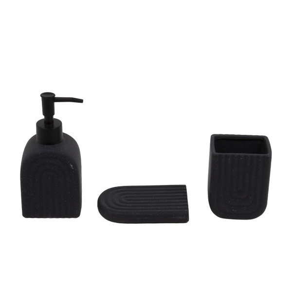 Набор для ванной комнаты Bathlux Black Half Threaded (дозатор, стакан, мыльница) 73182