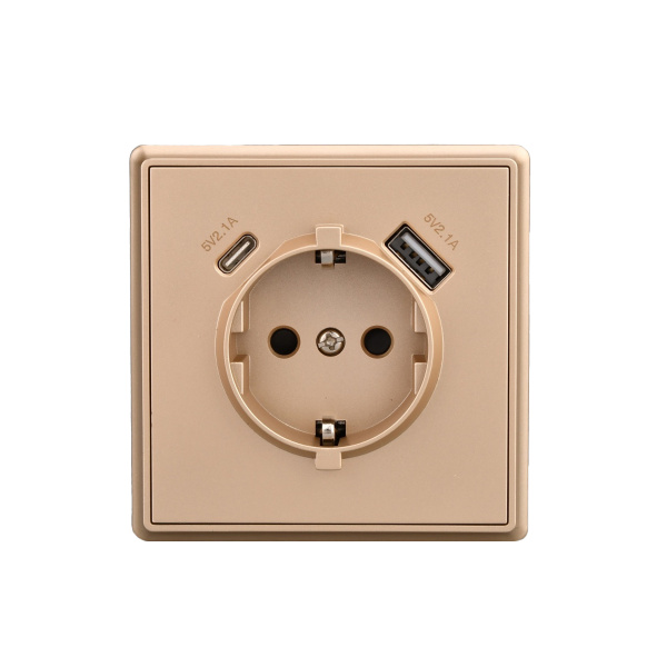 Розетка Brilliant E2-110-2 USB+TYPE-C золото