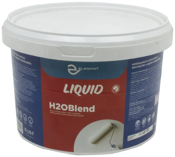 Краска акриловая в/д Elegant Liquid H2OBLEND Моющая 10 кг