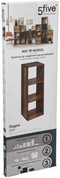 Стеллаж 5Five Mix n'Modul 3 секции 100,9х34,5х32 см коричневый 167862