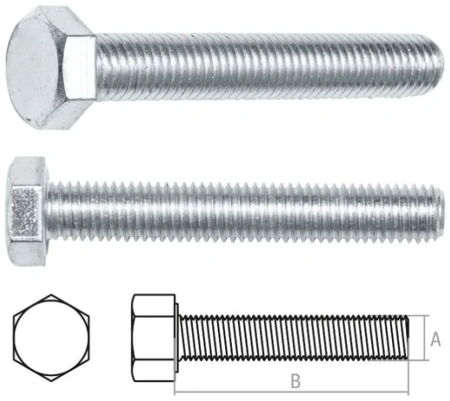 Болт М6х60 мм шестигр., цинк, кл.пр. 5.8, DIN 933 (10 шт в зип-локе) STARFIX