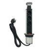 Блок розеточный, выдвижной, настольный на 3 розетки 200B, 2 USB, серебро