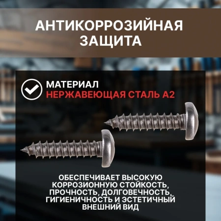 Саморез 4.8х19 мм полусф. головка, острый, нерж.сталь (А2), DIN 7981 (25 шт в зип-локе) STARFIX