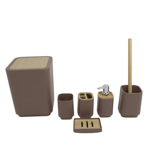 Набор для ванной комнаты Bathlux Shallow coffee (ведро, дозатор, 2 стакана, мыльница, гарнитур для т