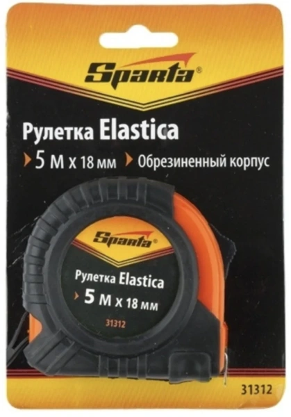 Рулетка Elastica, 5 м х 18 мм, обрезиненный корпус// SPARTA