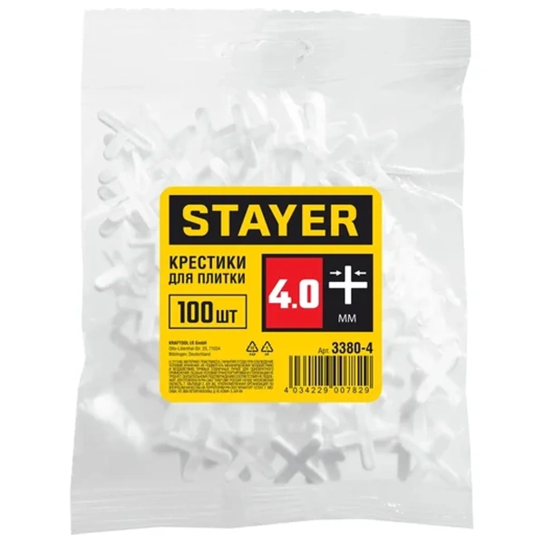 Крестики STAYER для кафеля, 4мм, 100шт