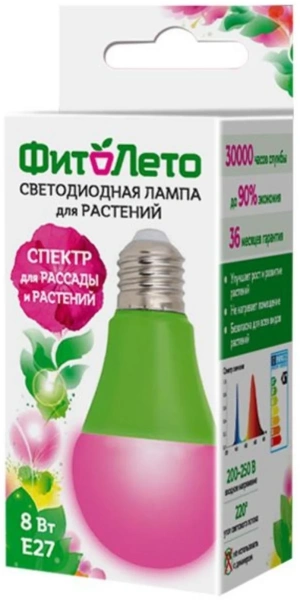 Лампа светодиодная для растений Форма "A", Спектр для рассады и цветения.