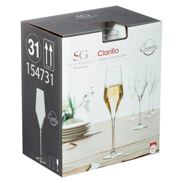 Фужер для шампанского SG Clarillo 220 мл 6,5х24 см стекло 154731