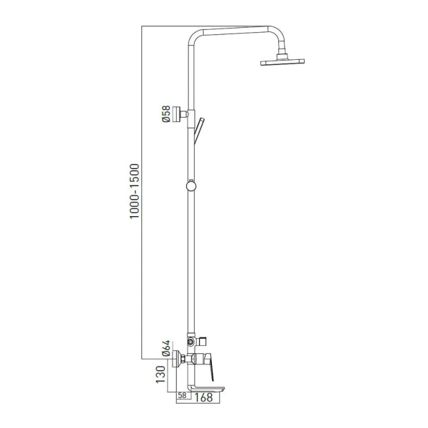 Душевая система со смесителем GROSS AQUA  Dyno GA9009SMD07C