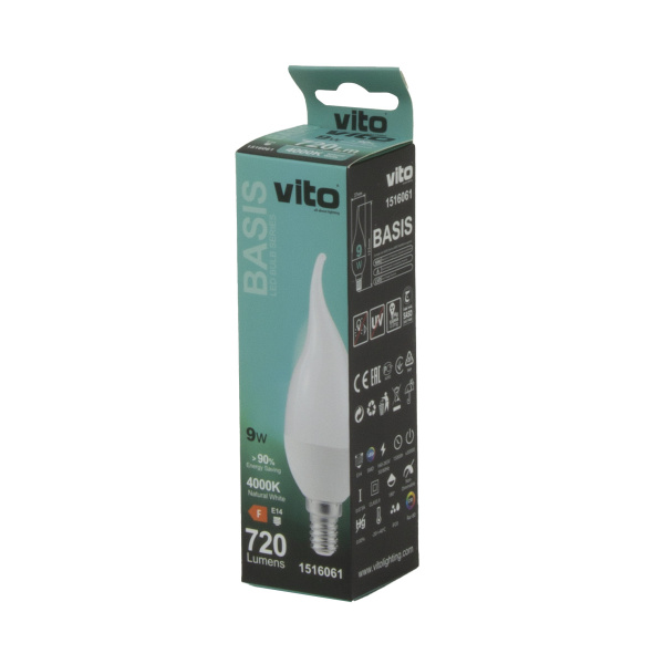 Лампа светодиодная VO/BASIS/9W/SMD/E14/4000K/C37T/CBOX/LED LAMP