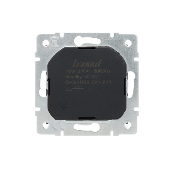 Розетка VESNA 742 3488 181 с/з с USB  графит (механизм)