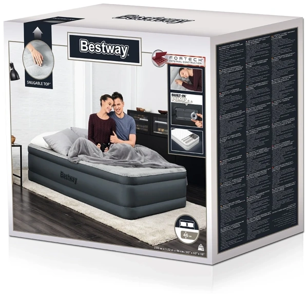 Кровать надувная Bestway Fortech Snugable со встроенным электронасосом 203х152х46 см 69075