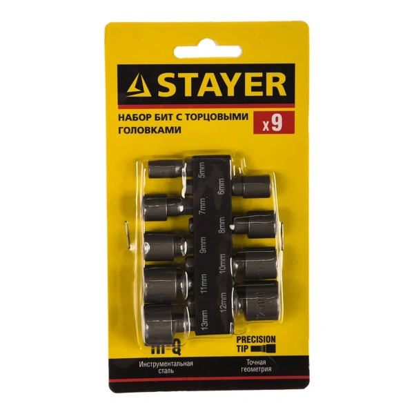 Набор STAYER "MASTER": Биты с торцевой головкой, в держателе, 9 предметов