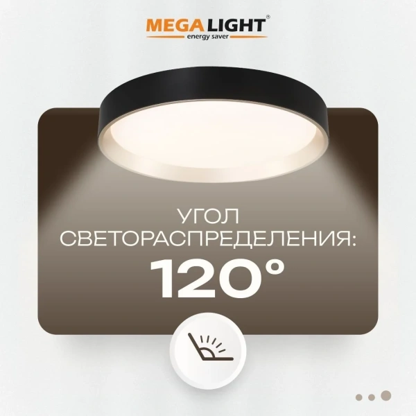 Светильник светодиодный накладной LED ДПО VIBE (черный + золото) 48W 3600Lm d390x75 4000K IP20 MEGAL