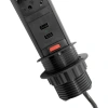 Блок розеточный, выдвижной, настольный на 3 розетки 200B, 2 USB, чёрный