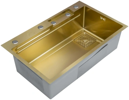 Мойка врезная 750х450х225 в комплекте смеситель водопад Q-LINE GOLD