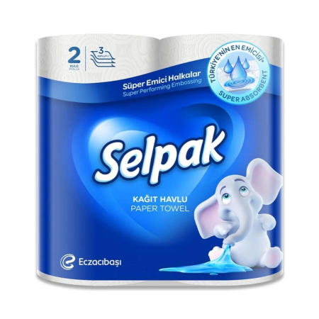 Бумажные полотенца SELPAK 2 рул в упак 3 слоя
