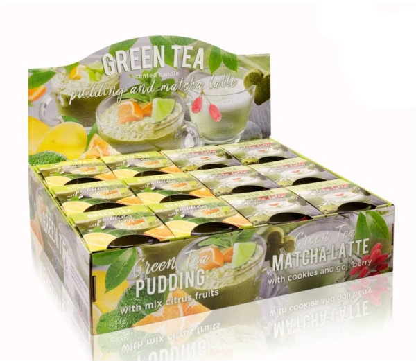 Аромасвеча BARTEK в стакане Зеленый чай пудинг 115 гр. (GREEN TEA PUDDING )