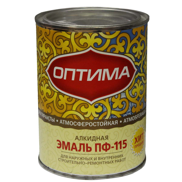 Эмаль Оптима ПФ-115 серая 0,9 кг