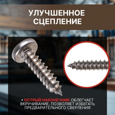 Саморез 4.8х19 мм полусф. головка, острый, нерж.сталь (А2), DIN 7981 (25 шт в зип-локе) STARFIX