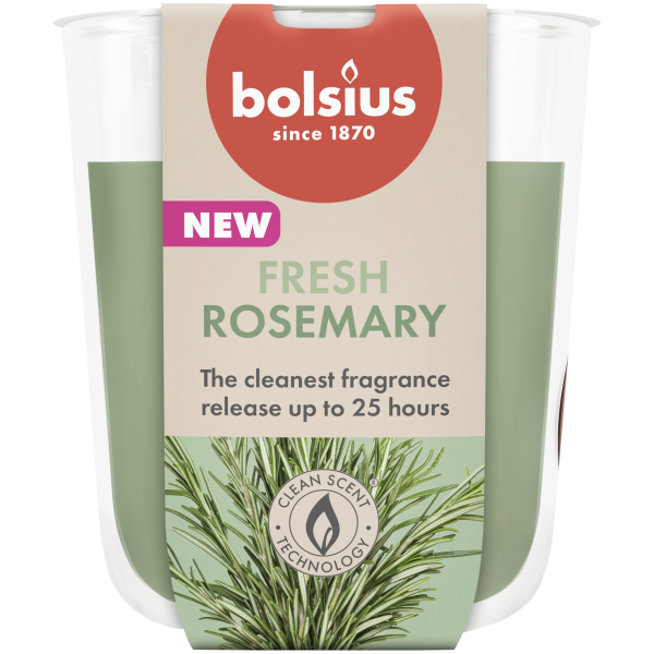 Аромасвеча в стакане Bolsius True Scents 8x7,3 см Rosemary