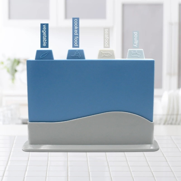Набор из 4х разделочных досок DH 30х23,5 см на подставке DH2507-BLUE