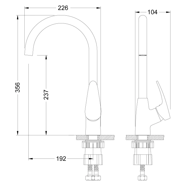 Смеситель д/к  Linara LM0405Cс высоким поворотным изливом, хром