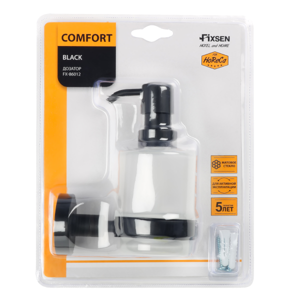 Дозатор жидкого мыла FIXSEN "COMFORT BLACK" черный FX-86012