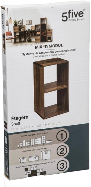 Стеллаж 5Five Mix n'Modul 2 секции 68х34,5х32 см коричневый 167861