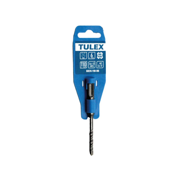 Бур по бетону TULEX 6024-110-06, 4 резца YG8C, 40 Cr-V, 46-51 HRS, хвостовик SDS-Plus, 110*6мм