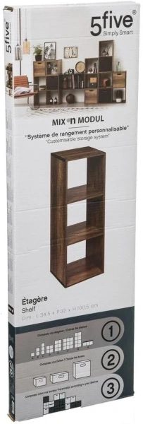 Стеллаж 5Five Mix n'Modul 3 секции 100,9х34,5х32 см коричневый 167862