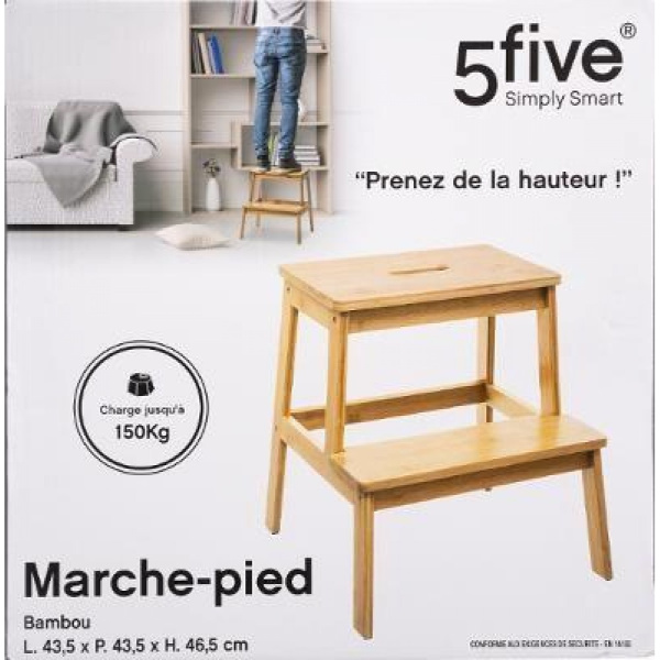 Табурет-лестница 5Five 2 ступени 43х43х46,5 см бамбук 164582